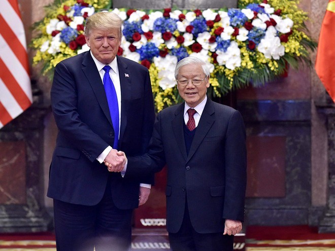 Tổng bí thư, Chủ tịch nước Nguyễn Phú Trọng tiếp Tổng thống Mỹ Donald Trump ngày 27.2.2019 Ảnh: Ngọc Thắng