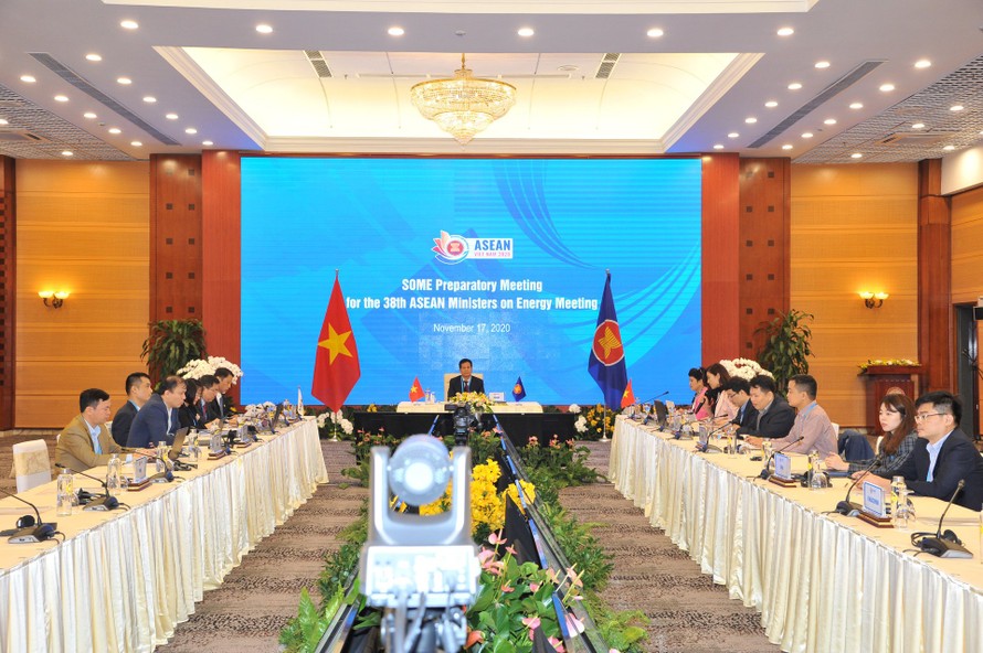 Hội nghị trù bị trực tuyến quan chức cấp cao năng lượng ASEAN lần thứ 38 tại điểm cầu Hà Nội.