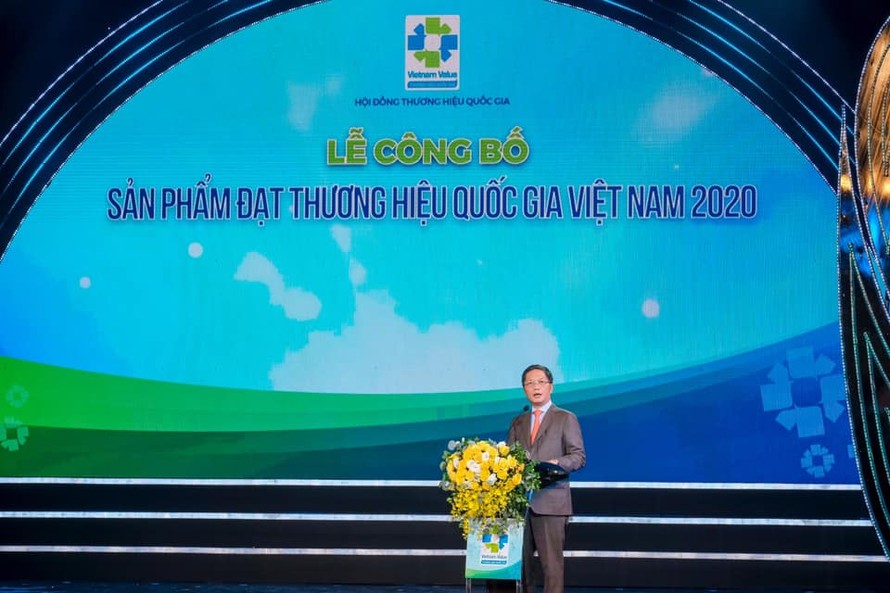 Bộ trưởng Bộ Công Thương Trần Tuấn Anh, Chủ tịch Hội đồng Thương hiệu quốc gia Việt Nam phát biểu khai mạc buổi lễ.