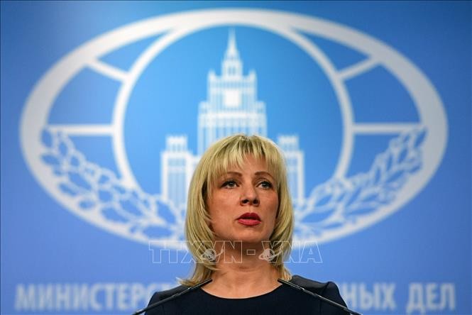 Người phát ngôn Bộ Ngoại giao Nga Maria Zakharova tại cuộc họp báo ở Moskva, Nga. Ảnh: AFP/TTXVN