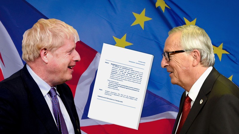 Thủ tướng Anh Johnson và Chủ tịch Uỷ ban châu Âu Jean-Claude Juncker. Ảnh: Sky News