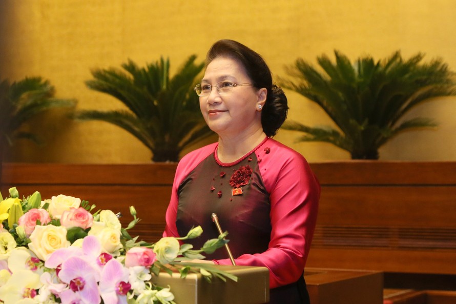 Chủ tịch Quốc Hội Nguyễn Thị Kim Ngân phát biểu khai mạc kỳ họp. Ảnh: Quang Vinh.