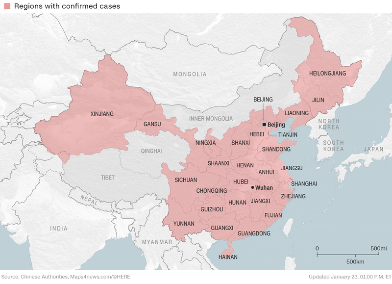 Tất cả khu vực ở Trung Quốc đều bị ảnh hưởng bởi virus corona. Ảnh: CNN