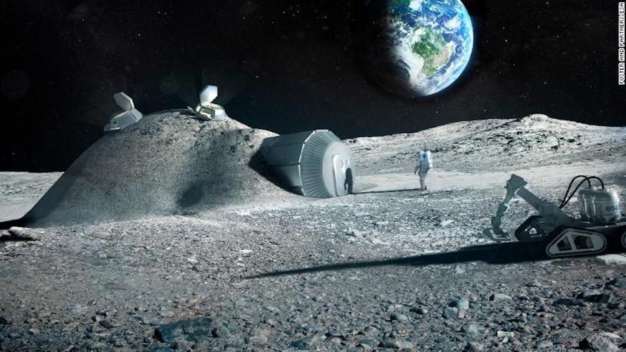 Nước tiểu của phi hành gia có thể được dùng làm vật liệu xây căn cứ trên Mặt Trăng. (Ảnh: NASA)