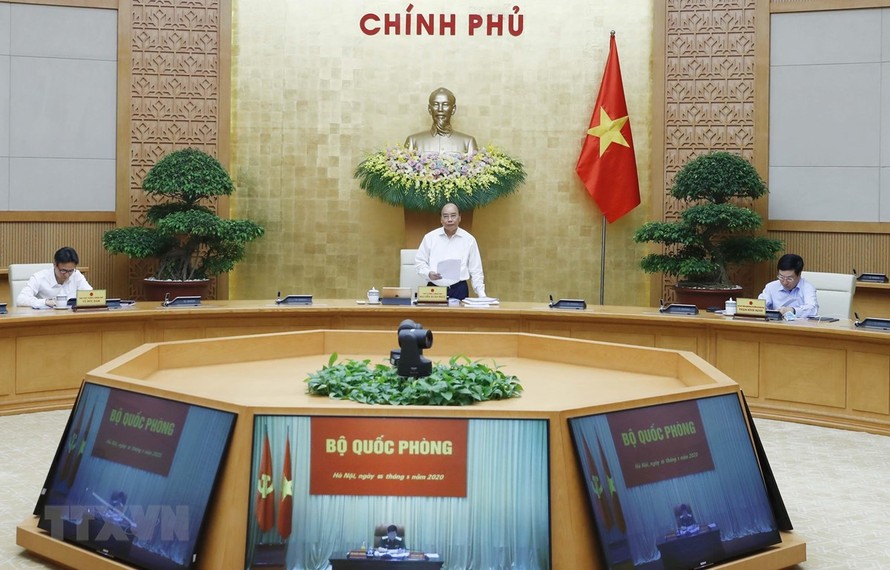 Sáng 5/5, Chính phủ họp Phiên thường kỳ tháng Tư dưới sự chủ trì của Thủ tướng Nguyễn Xuân Phúc.(Ảnh: Thống Nhất/TTXVN)