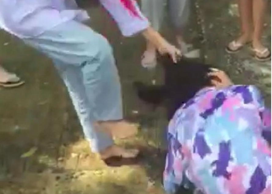 Nữ sinh lớp 8 bị đánh hội đồng ở Thanh Hoá (Ảnh chụp từ clip)