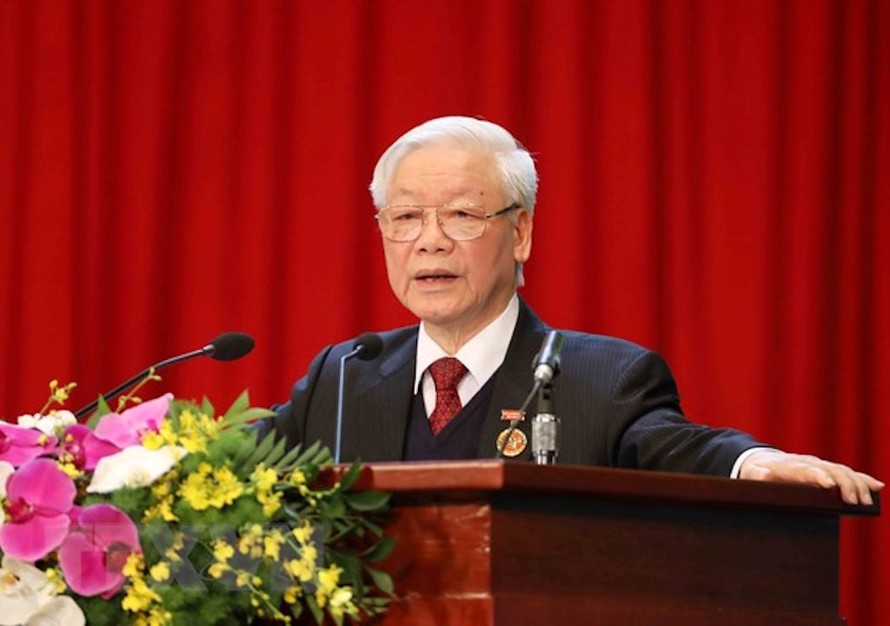 Tổng Bí thư, Chủ tịch nước Nguyễn Phú Trọng phát biểu tại Đại hội. 
