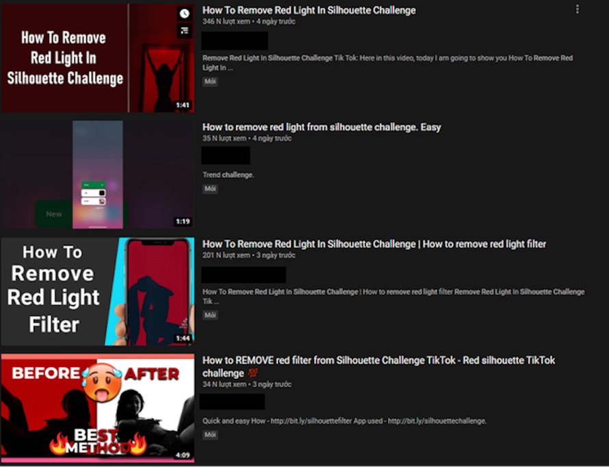 Một loạt nội dung hướng dẫn chỉnh sửa video Silhouette Challenge được đăng tải trên YouTube. 