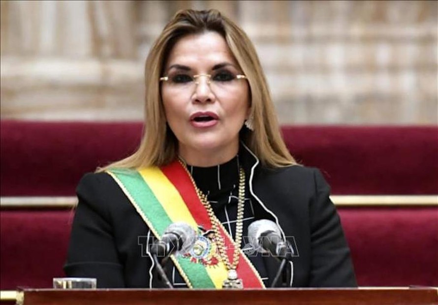  Tổng thống tạm quyền Bolivia Jeanine Anez trong bài phát biểu tại La Paz ngày 6/8/2020.