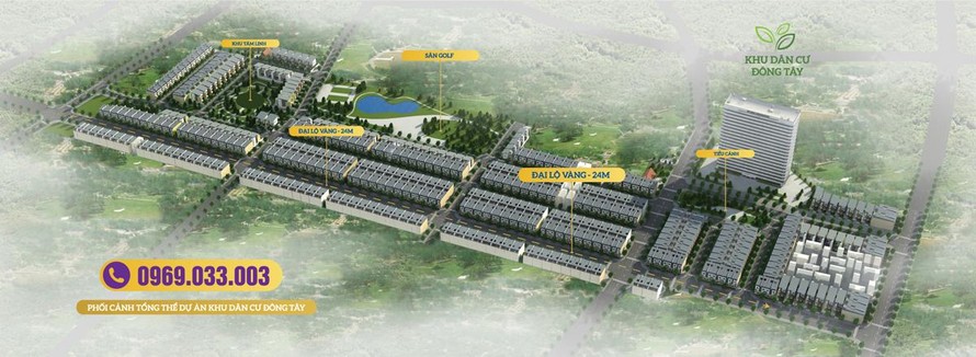 Phối cảnh tổng thể dự án Khu dân cư Đông Tây (huyện Phổ Yên, tỉnh Thái Nguyên).