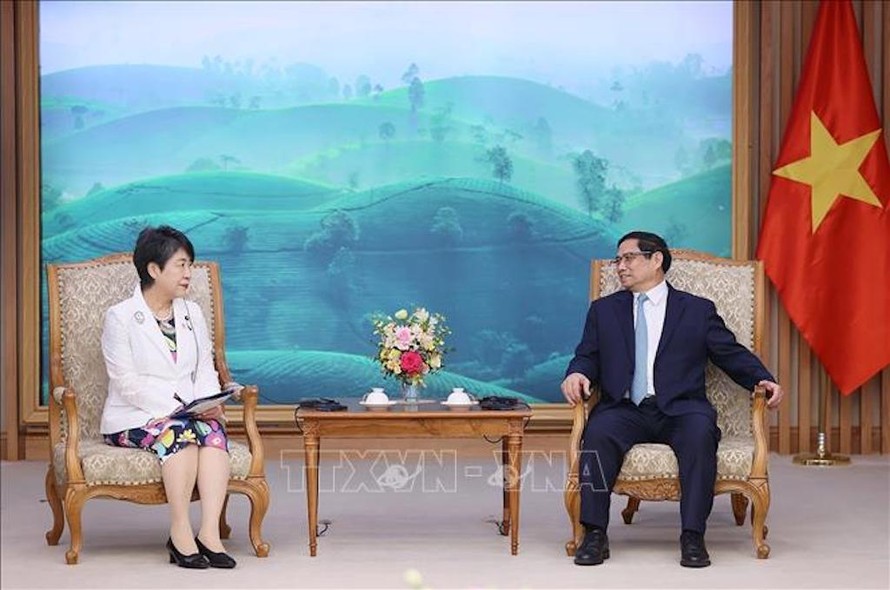 Thủ tướng Phạm Minh Chính tiếp Bộ trưởng Ngoại giao Nhật Bản Kamikawa Yoko. 