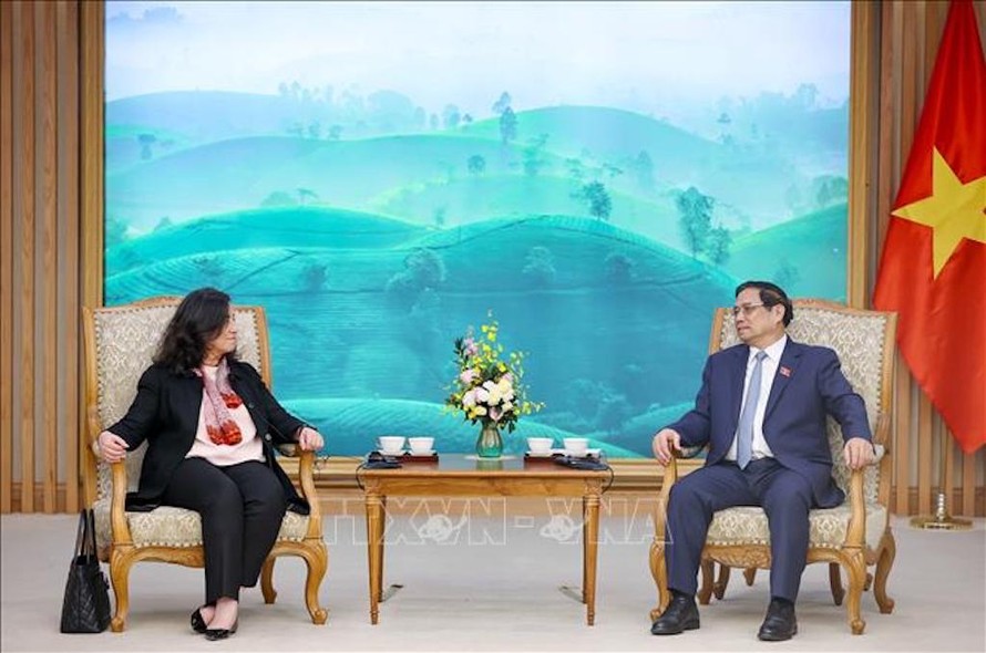 Thủ tướng Phạm Minh Chính tiếp bà Manuela V. Ferro, Phó Chủ tịch Ngân hàng thế giới (WB) phụ trách khu vực Đông Á – Thái Bình Dương. 