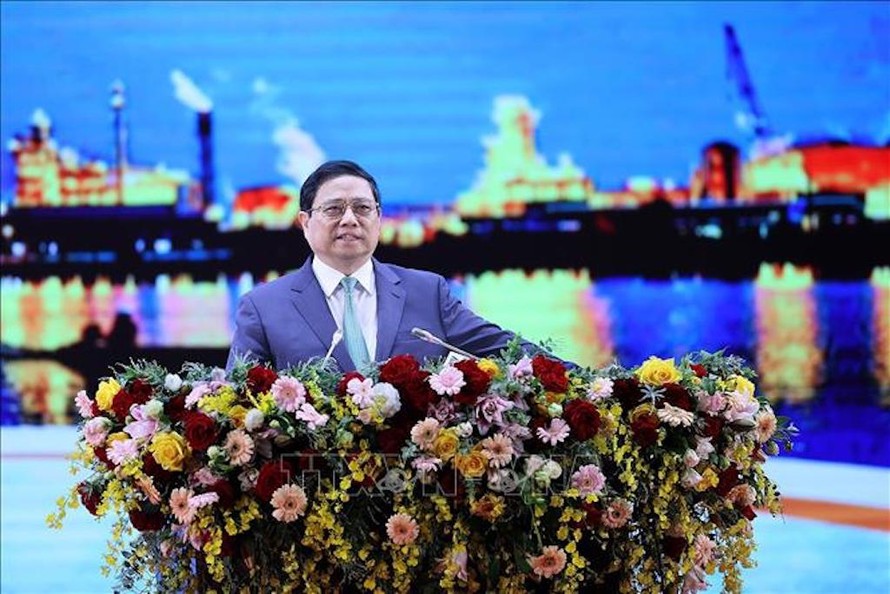 Thủ tướng Phạm Minh Chính phát biểu tại Hội nghị công bố Quy hoạch và xúc tiến đầu tư tỉnh Cà Mau. 