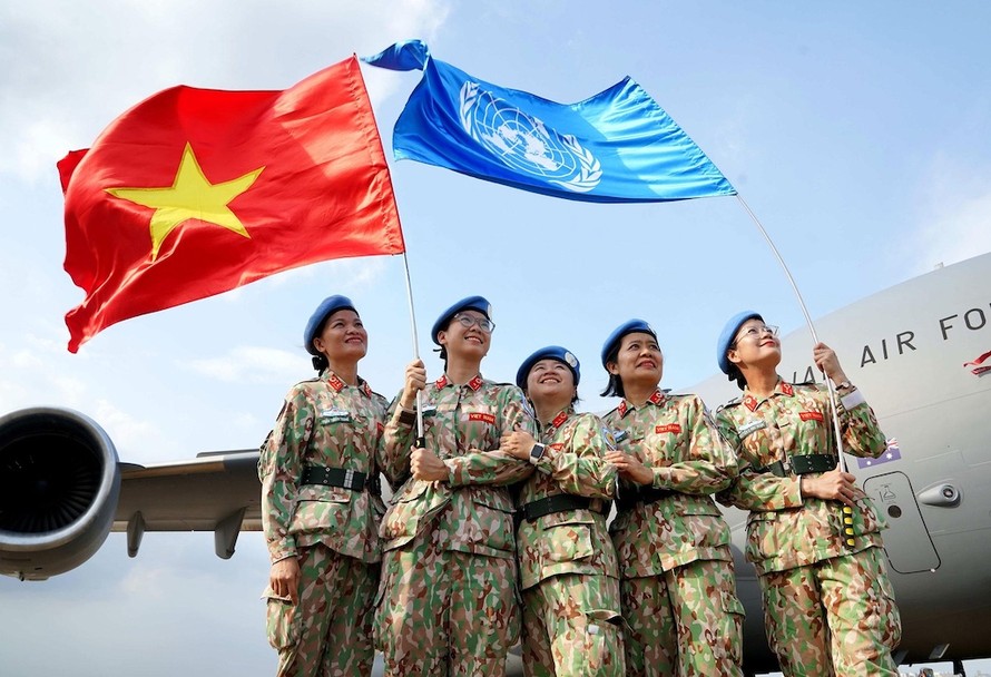 Các nữ chiến sĩ BVDC cấp 2 (số 3) lên đường đi làm nhiệm vụ gìn giữ hòa bình ở Nam Sudan, ngày 24/3/2021. (Ảnh minh hoạ)