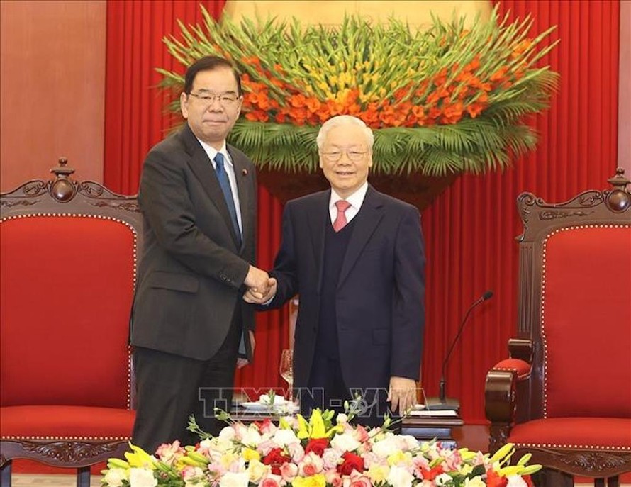 Tổng Bí thư Nguyễn Phú Trọng tiếp đồng chí Shii Kazuo, Chủ tịch Đoàn Chủ tịch Ban Chấp hành Trung ương Đảng Cộng sản Nhật Bản sang thăm và làm việc tại Việt Nam. 