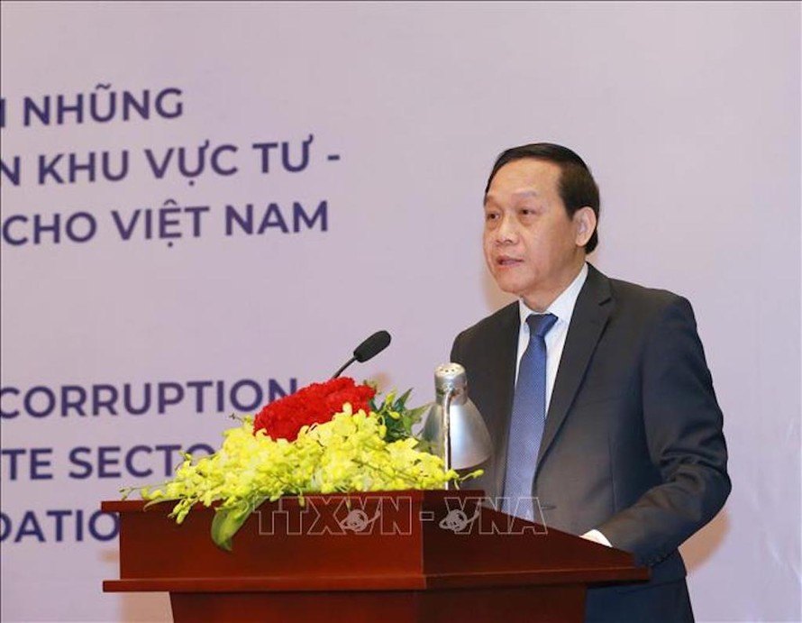 Phó Trưởng Ban Nội chính Trung ương Nguyễn Thanh Hải phát biểu khai mạc hội thảo. 