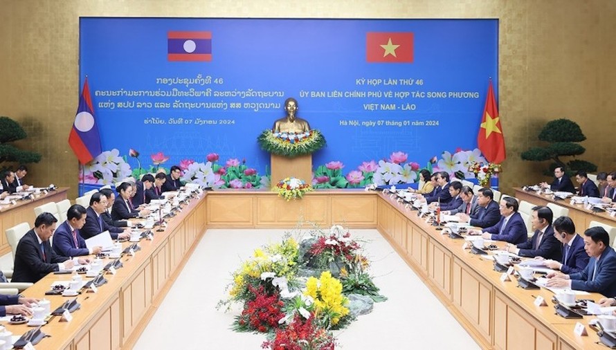 Quang cảnh Kỳ họp lần thứ 46 Ủy ban liên Chính phủ về hợp tác song phương Việt Nam-Lào.
