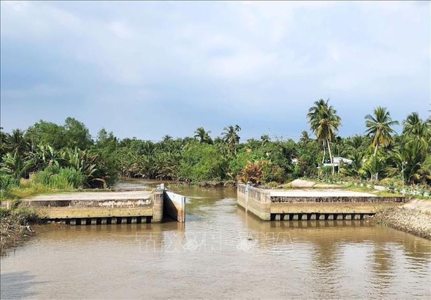 Hệ thống cống thuộc Dự án Đê bao sông Mang Thít, tỉnh Vĩnh Long (giai đoạn 2) giúp điều tiết và chủ động nguồn nước tưới tiêu. 