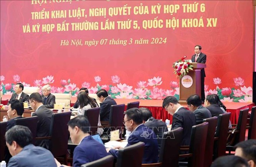 Phó Chủ tịch Thường trực Quốc hội Trần Thanh Mẫn phát biểu khai mạc. 