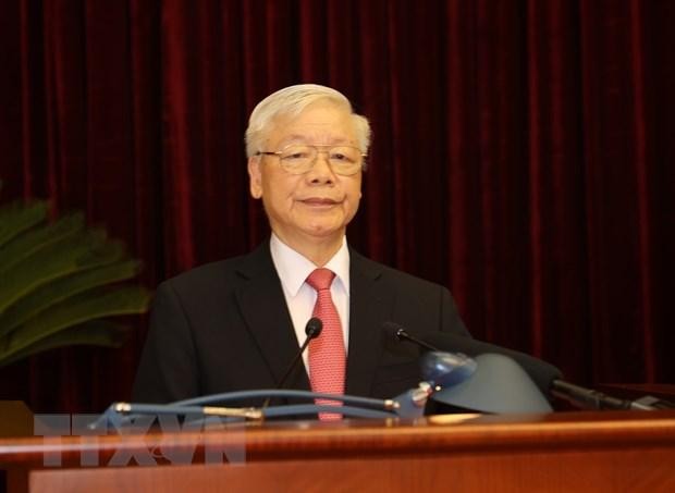 Tổng Bí thư, Chủ tịch nước Nguyễn Phú Trọng phát biểu bế mạc Hội nghị Trung ương 2. - Ảnh: TTXVN