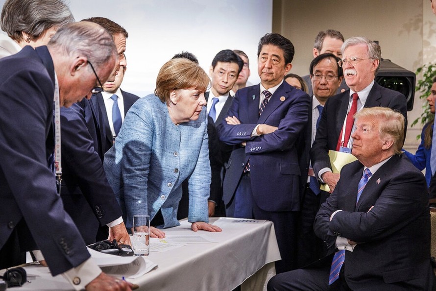 Tổng thống Mỹ Donald Trump và các nhà lãnh đạo G7 gặp nhau tại Canada năm 2018. (Ảnh: Getty Images)