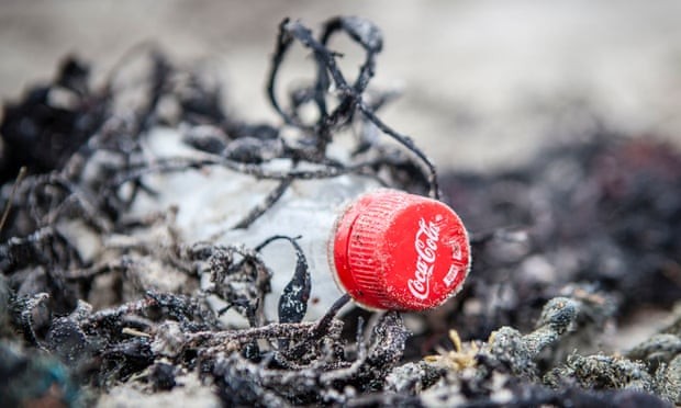 Chai nhựa Coca Cola trên một bờ biển tại Scotland. (Ảnh: The Guardian)