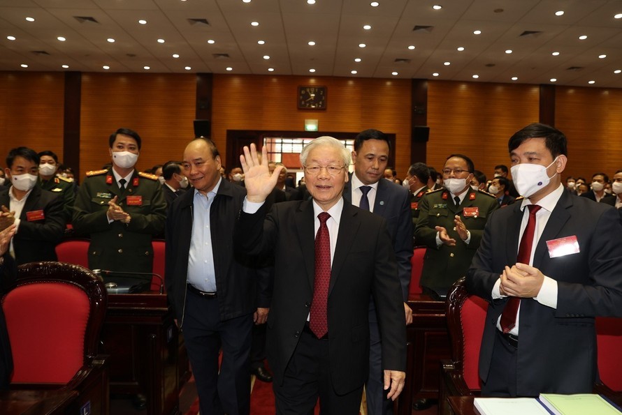 Tổng Bí thư, Chủ tịch nước Nguyễn Phú Trọng chủ trì Hội nghị Tổng kết công tác phòng, chống tham nhũng giai đoạn 2013-2020. (Ảnh: TTXVN(