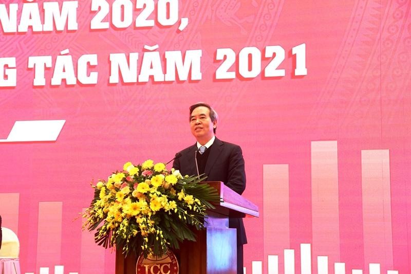 Đồng chí Nguyễn Văn Bình phát biểu ý kiến tại hội nghị. (Ảnh: Nhân Dân)