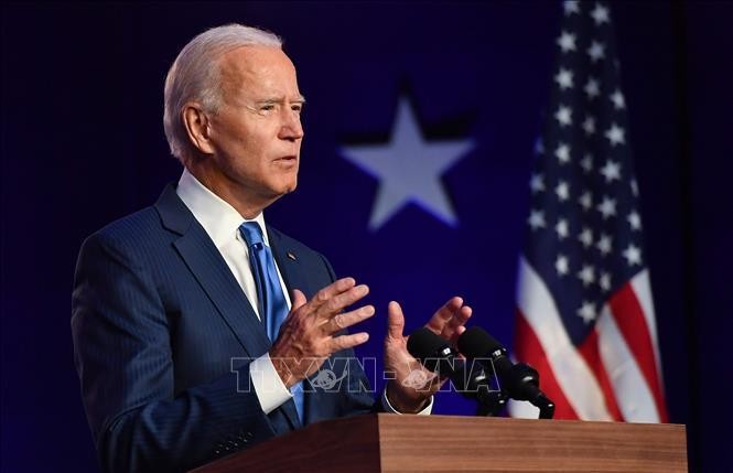 Tổng thống đắc cử Mỹ Joe Biden phát biểu tại Wilmington, Delaware, ngày 6/11/2020. Ảnh: AFP/TTXVN