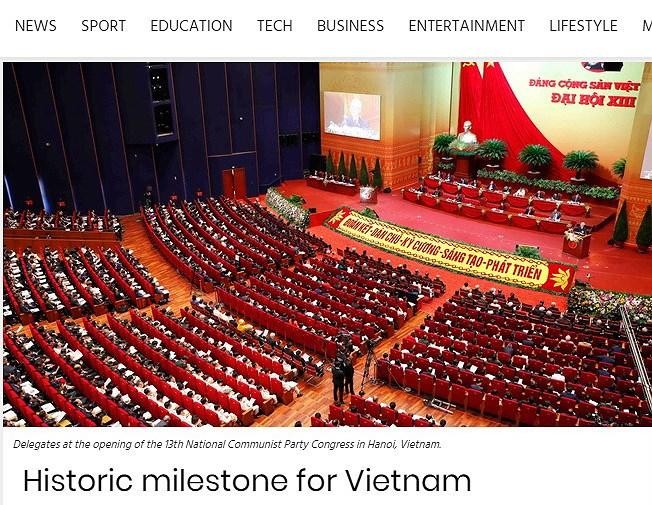 Báo Pretoria News của Nam Phi ngày 29/1 đăng bài viết với tiêu đề 'Historic milestone for Vietnam'. (Ảnh: TTXVN)