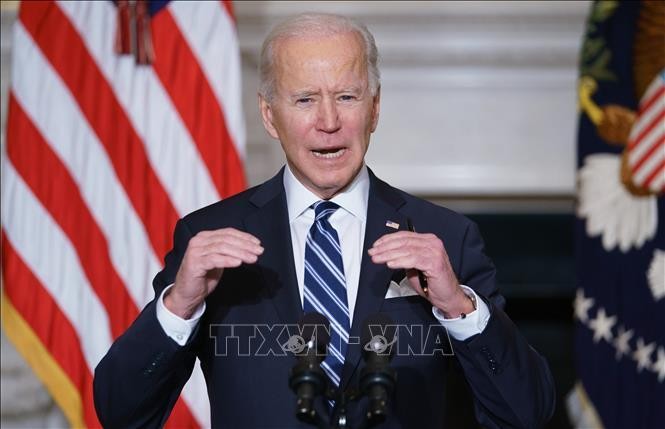 Tổng thống Mỹ Joe Biden phát biểu tại Nhà Trắng, Washington, DC ngày 27/1/2021. Ảnh: AFP/TTXVN