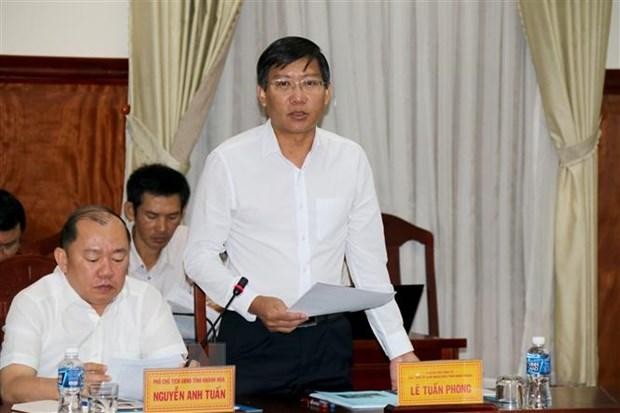Ông Lê Tuấn Phong, Chủ tịch Ủy ban Nhân dân tỉnh Bình Thuận, phát biểu tại buổi làm việc. (Ảnh: Nguyễn Thanh/TTXVN)