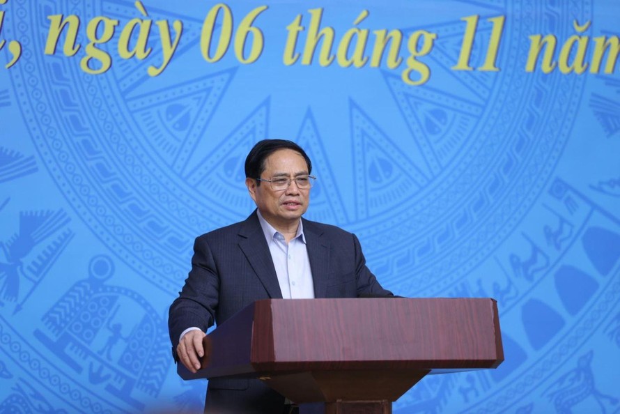 Thủ tướng Chính phủ Phạm Minh Chính phát biểu tại phiên họp. Ảnh: Dương Giang/TTXVN. 