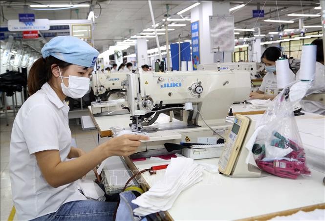 Công nhân làm việc trong xưởng may hàng xuất khẩu tại Garco 10, Tổng Công ty May 10. Ảnh minh họa: Trần Việt/TTXVN 