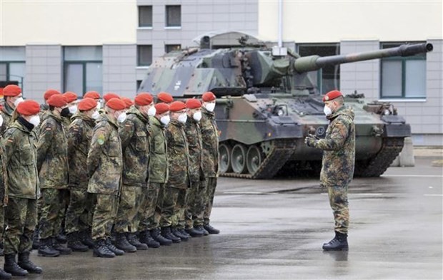 Binh sỹ Đức tại một căn cứ quân sự ở Rukla (Litva), ngày 22/2/2022. (Ảnh: AFP/TTXVN)
