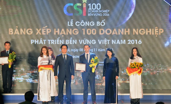 Heineken Việt Nam đứng thứ 3 trong Top 100 doanh nghiệp phát triển bền vững năm 2016