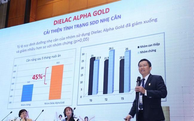 Bác sĩ Mai Thanh Việt báo cáo kết quả hợp tác nghiên cứu lâm sàng về hiệu quả của sữa bột Dielac Alpha Gold
