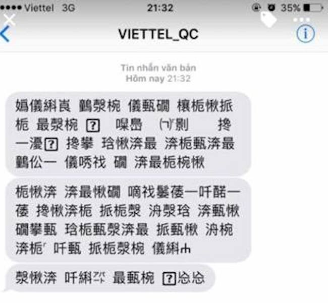 Tin nhắn của Viettel xuất hiện font chữ ‘lạ’, vì sao?