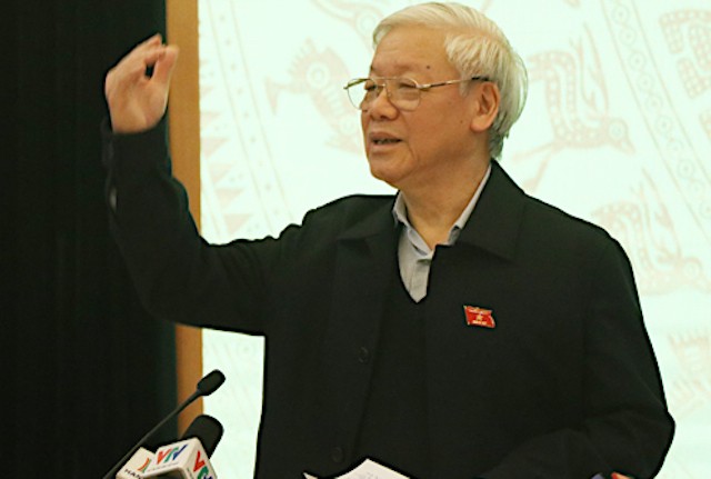 Tổng bí thư Nguyễn Phú Trọng trong cuộc tiếp xúc cử tri ngày29/11. Ảnh:Võ Hải