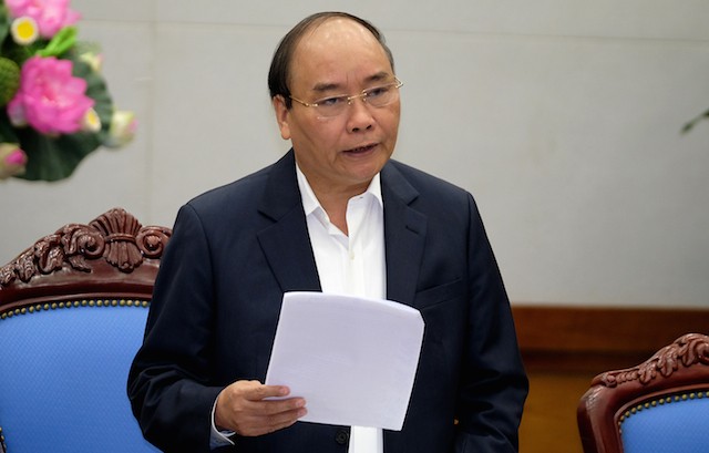 Thủ tướng Nguyễn Xuân Phúc phát biểu tại phiên họp Chính phủ thường kỳ tháng 11. - Ảnh: VGP/Quang Hiếu