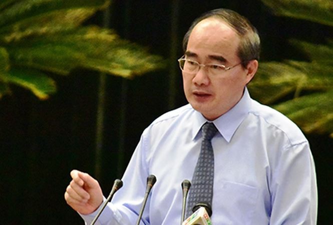Bí thư Thành ủy TP HCM Nguyễn Thiện Nhân phát biểu bế mạc hội nghị. Ảnh: Thiên Ngôn.