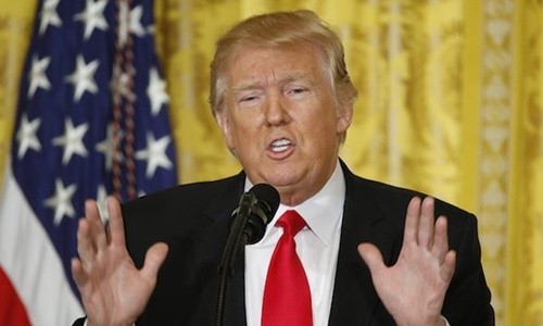 Tổng thống Mỹ Donald Trump trong một cuộc họp báo hồi năm 2017. Ảnh: Reuters.