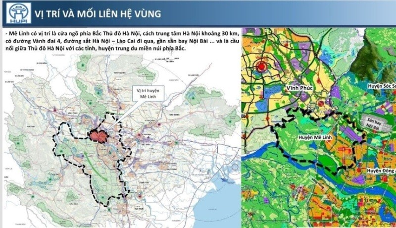 Quy hoạch chung Hà Nội đến năm 20230 tầm nhìn 2050 xác định Mê Linh sẽ là cực tăng trưởng mới của thủ đô.