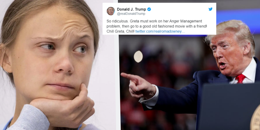 Ông Trump từng chỉ trích Greta Thunberg từ trước khi cô được bình chọn làm "Nhân vật của Năm" 2019. (Ảnh: Getty).