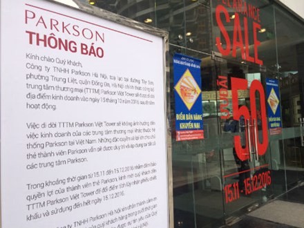 Trung tâm thương mại Parkson cuối cùng tại Hà Nội sắp đóng cửa