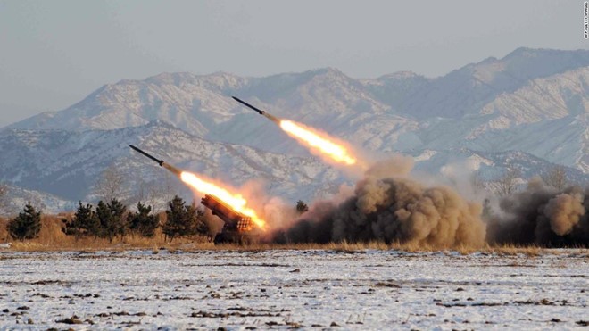 Một vụ phóng tên lửa trước đây của Triều Tiên. Ảnh: KCNA