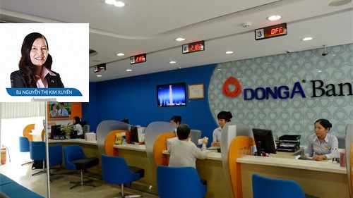Theo cơ quan điều tra, bà Kim Xuyến (ảnh nhỏ) đã gây thiệt hại cho DongA Bank hơn 350 tỉ đồng không thể thu hồi