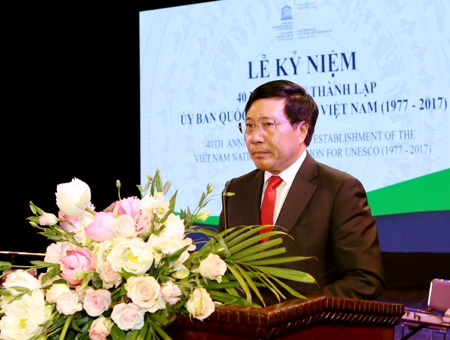 Phó Thủ tướng, Bộ trưởng Bộ Ngoại giao Phạm Bình Minh phát biểu tại buổi Lễ. Ảnh: VGP