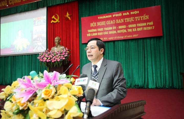 Giám đốc Sở Nội vụ Trần Huy Sáng phát biểu tại hội nghị giao ban trực tuyến