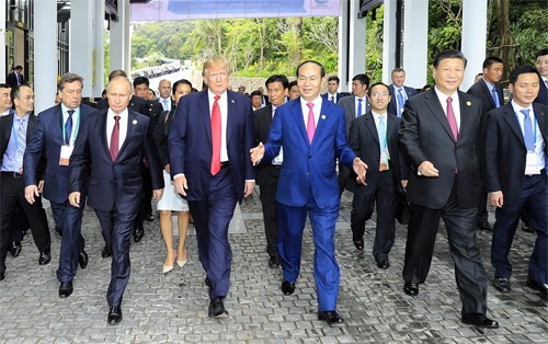 Chủ tịch nước Trần Đại Quang gặp gỡ Tổng thống Mỹ Trump, Chủ tịch Trung Quốc Tập Cận Bình, Tổng thống Nga Putin. Ảnh: Minh Đông
